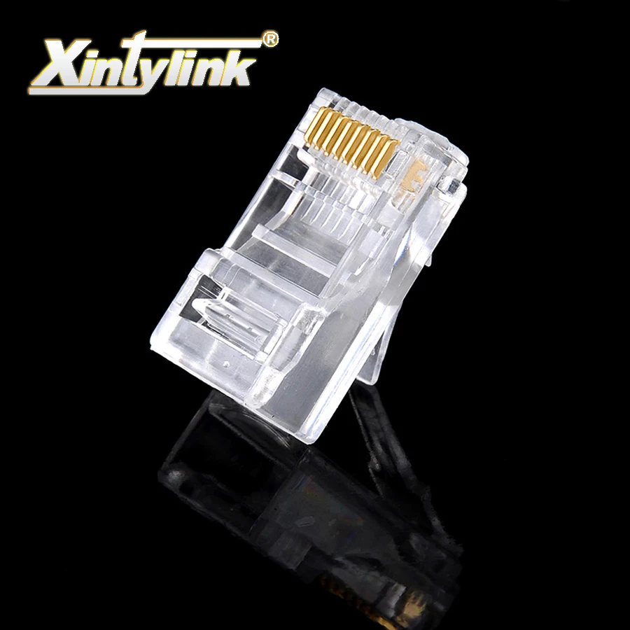 xintylink rj45 connector plug cat5 cat5e unshielded male utp modular terminal 8p8c network ethernet cable 50pcs 100pcs XTL-5B008 xintylink 50pcs rj45 connector rj45 plug cat6 network connector gold plated utp male 8p8c unshielded ethernet connector load bar