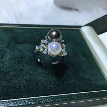 

Double Two Pearls 925 Silver Adjustable Pearl Ring Set Findings Mountings Parts for Oyster Edison Pearls Corals Jade Beads