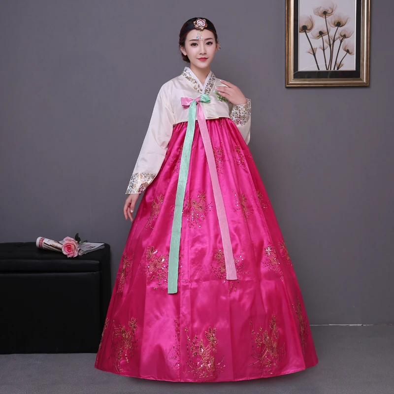Вышивка традиционное корейское платье женский корейский ханбок Национальный костюм Сценические костюмы