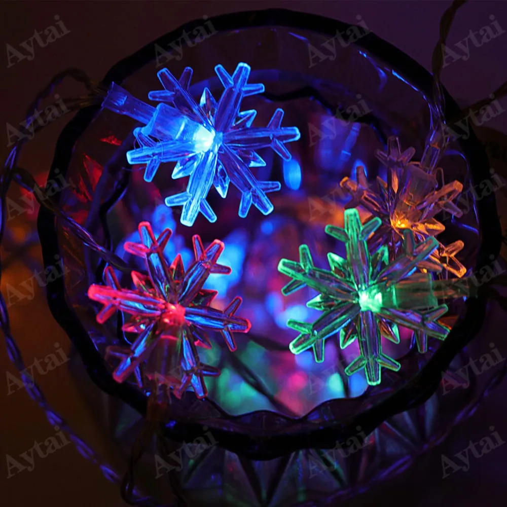 OurWarm 4M 20 Head Snowflake LED Light String Frozen Party Snowflake Window Garland Wedding Christmas Decorative Light