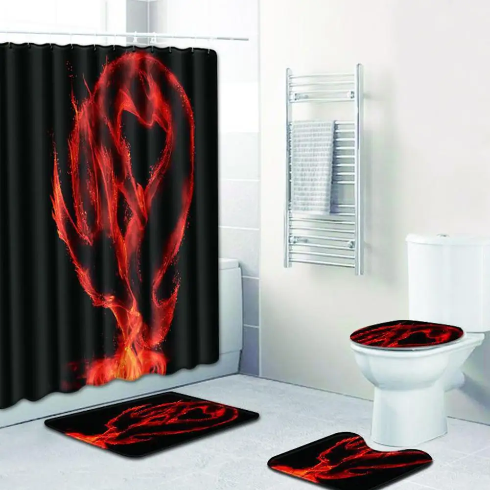 4Pcs/Set Creative Pattern Series Shower Curtain Colorful Eco-friendly Polyester Washable Bath Decor Floor Mat Set | Дом и сад