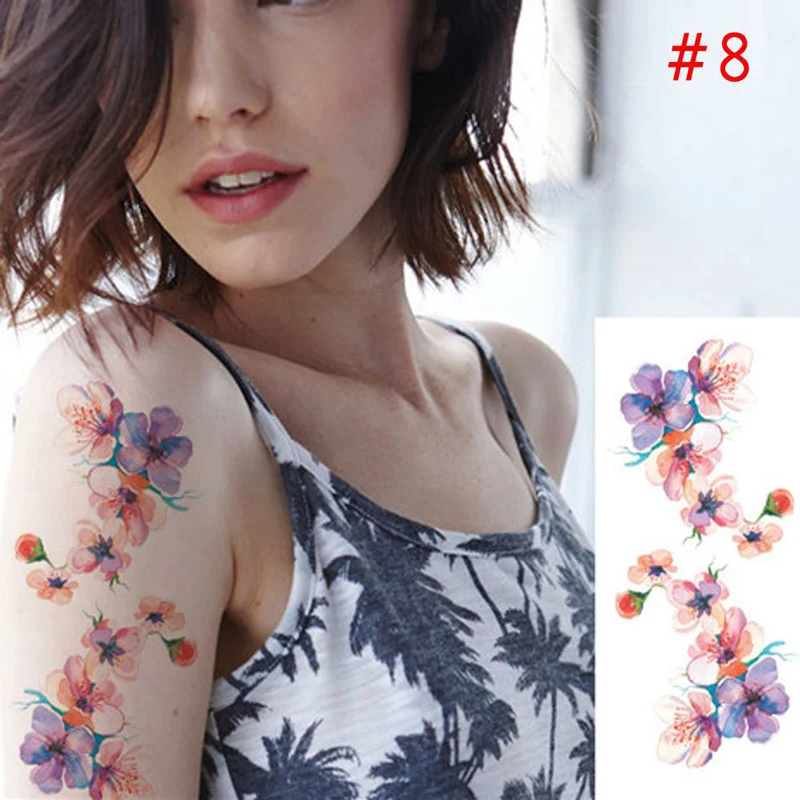 2 шт женские Временные татуировки одноразовые временные татуировки наклейки для боди-арта Цветочные татуировки на руку браслет на талию наклейки Красота