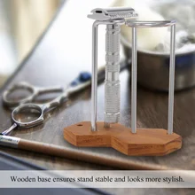 Мужской держатель для бритвенных станков, металлическая подставка для бритья, безопасная бритва, держатель для щеток, деревянный нижний инструмент для бритья