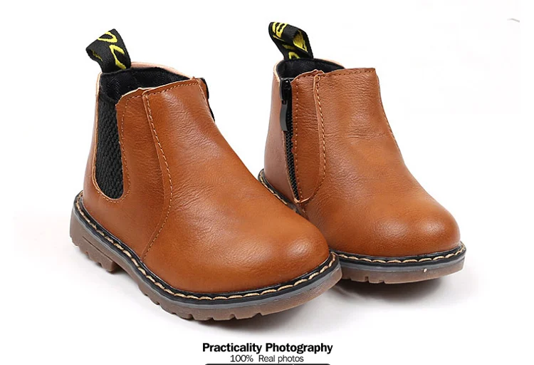 2018 Children Martin Boots Classic Style Plush Kids Boots Snow Pu Leather Warm Winter Shoes Rubber Falt Boys Girls Boots 569 (8)