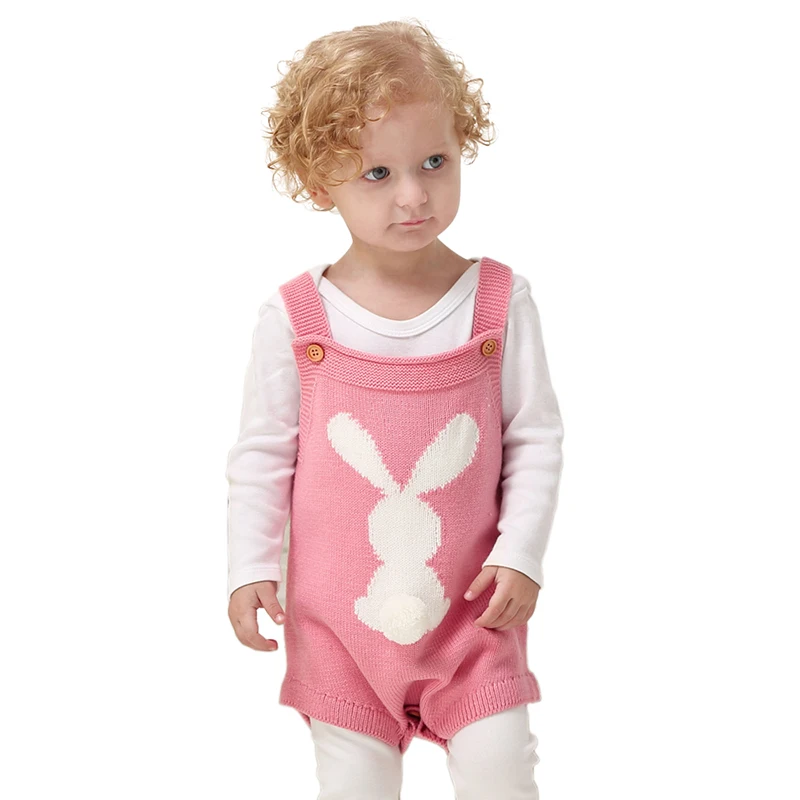New Fall Newborn Girls One Piece Cute 3D Rabbit Knit Baby Bodysuits
