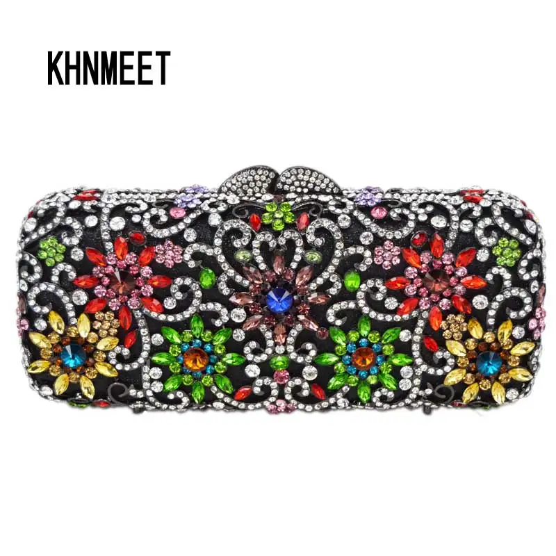 

KHNMEET Champagne Clutch purse luxury crystal women party bag ladies prom glitter wallet wedding pochette Purse Bag SC143