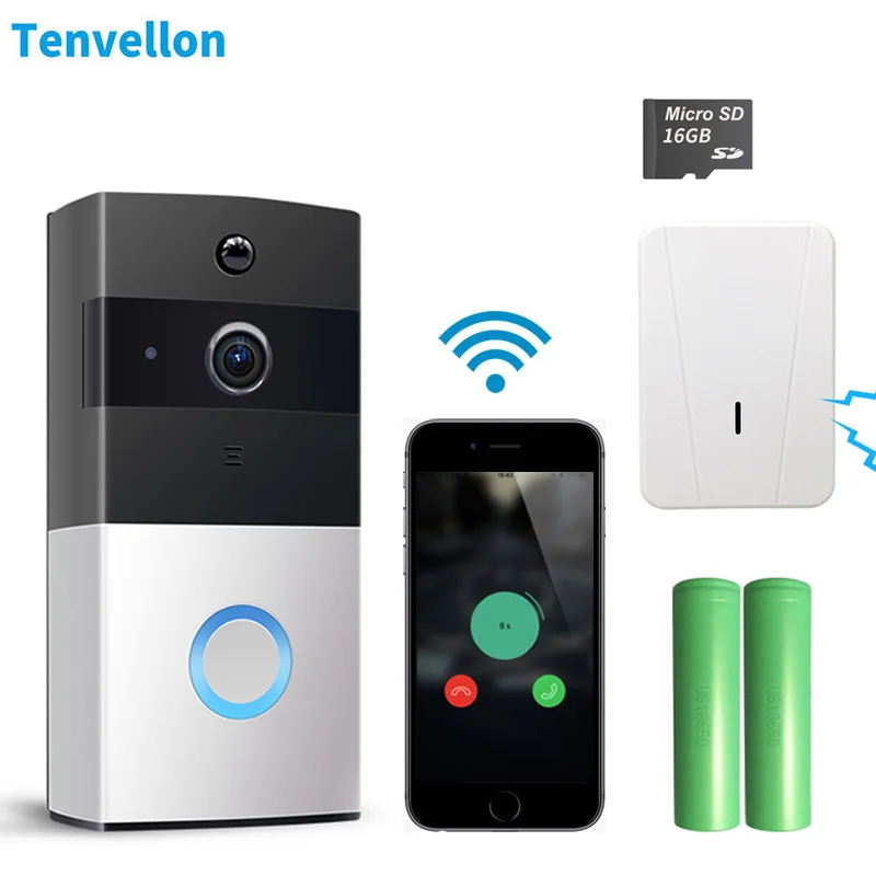 

Wifi Doorbell Camera Security Wireless IP Door bell Camera Video Intercom Smart Home Doorphone Peephole with Battry Chime