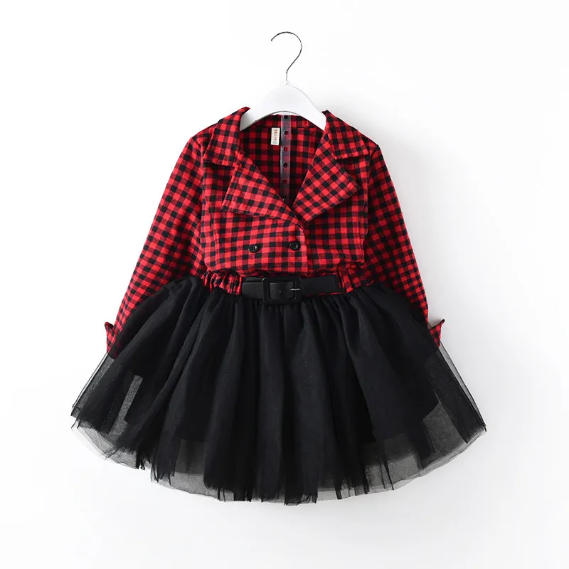 2017 Autumn Fashion Red Plaids Dress Kid Baby Girl England Style Trend Princess Birthday Party Pageant Holiday Dresses For Girls | Детская