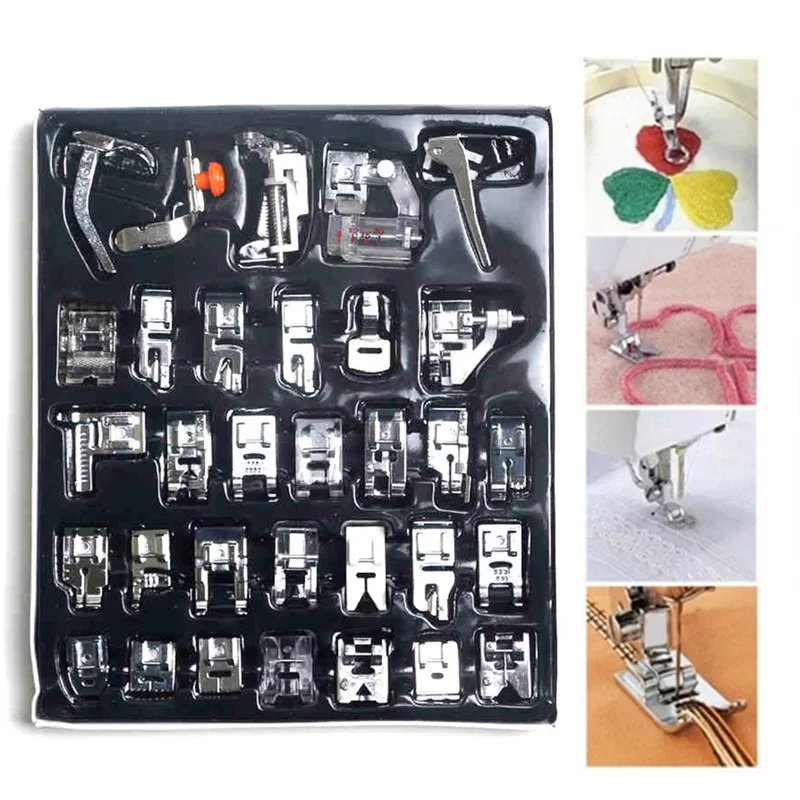 32pcs Domestic Sewing Machine Presser Foot Feet Kit Set Parts