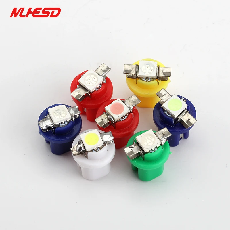 500pcs 12V 24V Truck T5 B8.5 SMD B8.5D LED Wedge Instrument Cluster Panel Speedometer Lamp Bulb Gauge Dash Light White Red blue