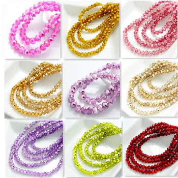 

Fashion Colors /lot 200pcs Rondelle Faceted Crystal Glass Loose Spacer Beads DIY 4mm