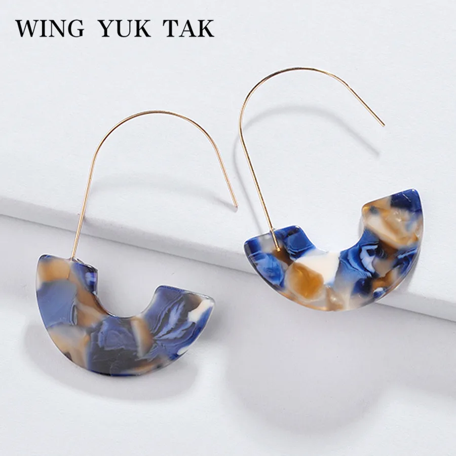 

wing yuk tak 7 Colors Acetate Resin Drop Earrings For Women Bohemian Tortoiseshell Round Earrings Party Jewelry Christmas Gift