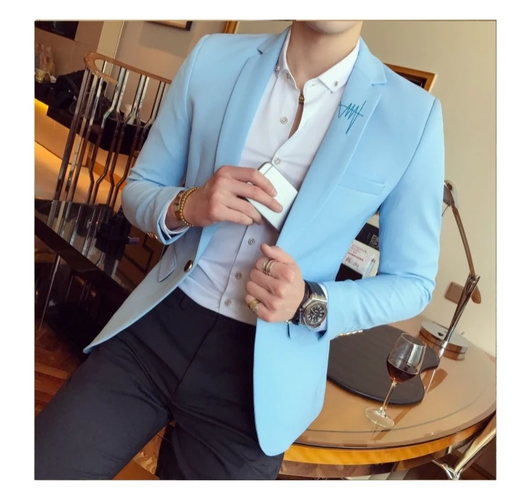 Весна Однотонная одежда Для мужчин с длинным рукавом Блейзер размеры S, M, L 3XL Темно-синие хаки черный красный голубой Мода Бизнес Повседневное человек Пиджаки