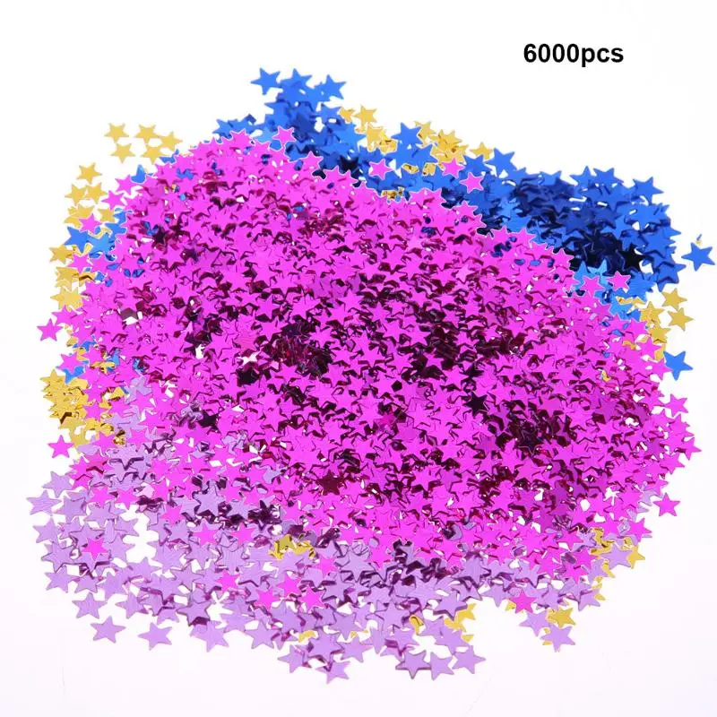 Свадебные украшения, 6000 шт, 6 мм, со звездами, на стол, конфетти, разбрызгивает, на день рождения, на вечеринку, золотые, синие, с металлическими звездами, вечерние принадлежности