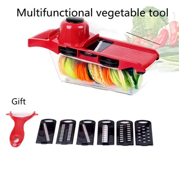 

Six-piece Suit Multi-function Chopper Vegetable Cutter With Stainless Steel Blade Slicer Onion Garlic Carrot Kitchen Accessories