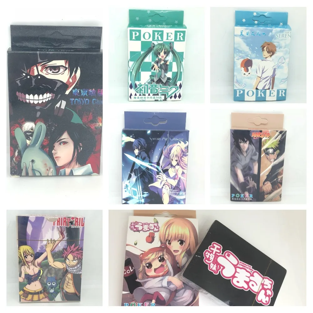 

Comic Poker Table game One piece /Tokyo Ghoul /Conan/ Fairytail /Naruto/Natsume Cartoon Play Cards toy anime collectible gift
