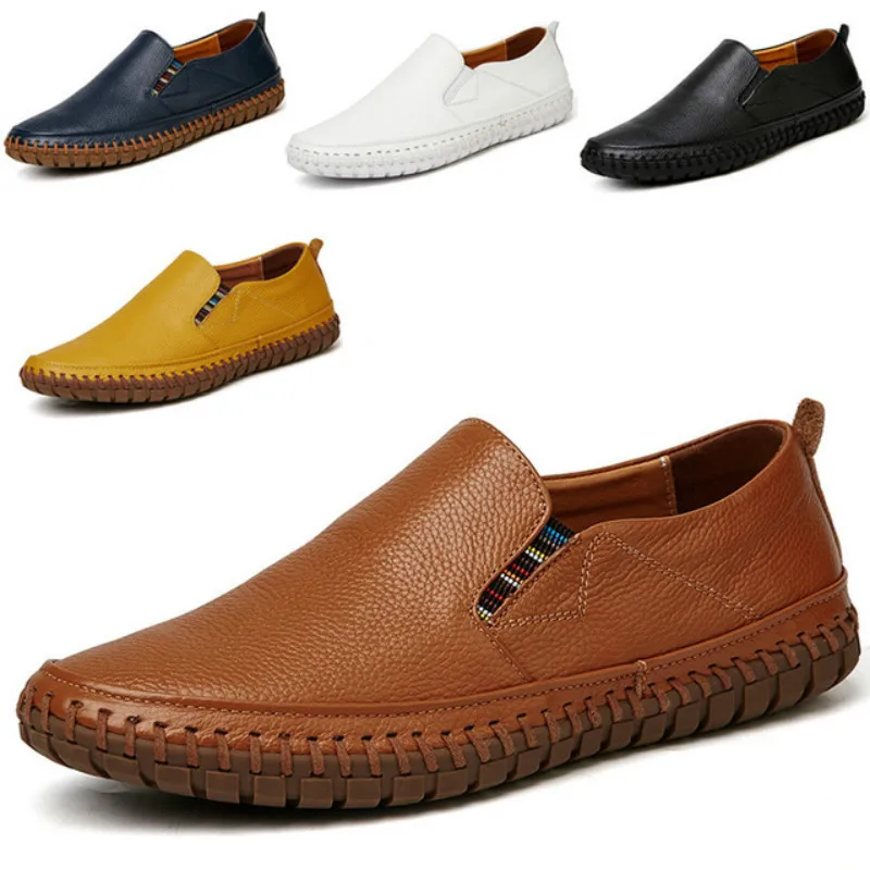 

Dropshipping Big Size Men Genuine Leather Shoes Slip on Black Shoes Loafers Mens Moccasins Italian Designer Real Leather Shoes