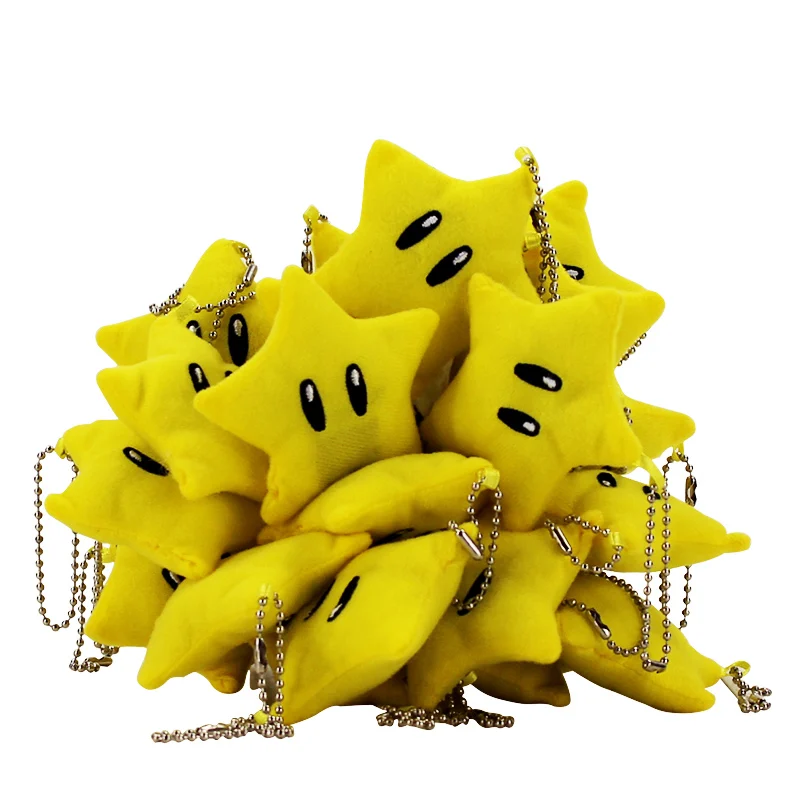 7cm Mini yellow stars plush toy New tiny keychain toy stuffed plush Five stars model pentagram
