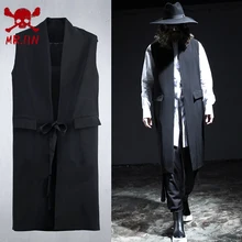 M-XXL! Новая мужская одежда модная DS весна лето жилет без рукавов Верхняя одежда шнуровка длинный жилет тонкий kaross певица костюмы