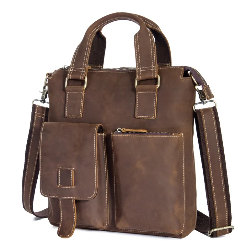 حقيقية حقيبة جلدية الرجال مجنون الحصان خمر حقيبة Crossbody الكتف حقيبة رافعة مكتب محفظة حقيبة ساعي 1208
