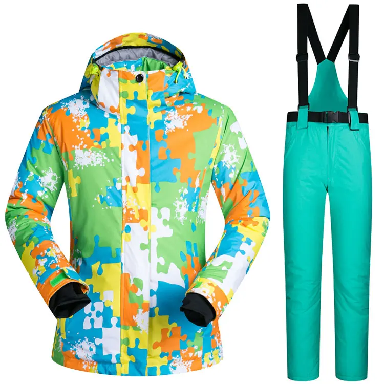Зимние бренды, женские лыжные куртки и брюки, водонепроницаемые, теплые, лыжные, лыжные, сноубордические костюмы - Цвет: L And Mint Green