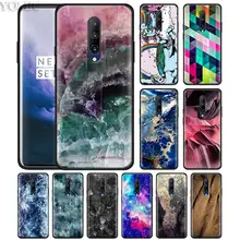 Pink Purple Marble Stone Phone Case for Oneplus 7 7Pro 6 6T Oneplus 7 Pro 6T Black Silicone Soft Case Cover