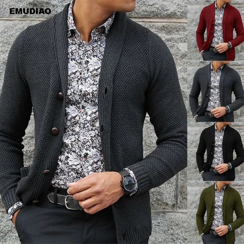 

Solid Men's Cardigan Solid Long Sleeve Single Breasted Sweater Men 2019 Autumn Winter Casual Knitted Pull Homme Sweaters For Men