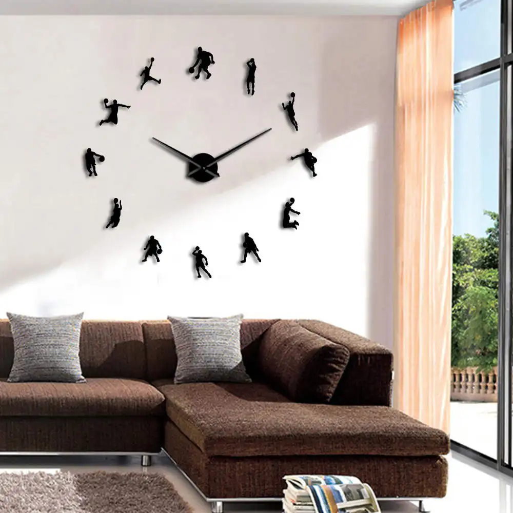

DIY Large Wall Clock Basketball Slam Dunk Wall Art Decor Basketball Big Clock Luxury Wall Clock Wall Sticker Watch House