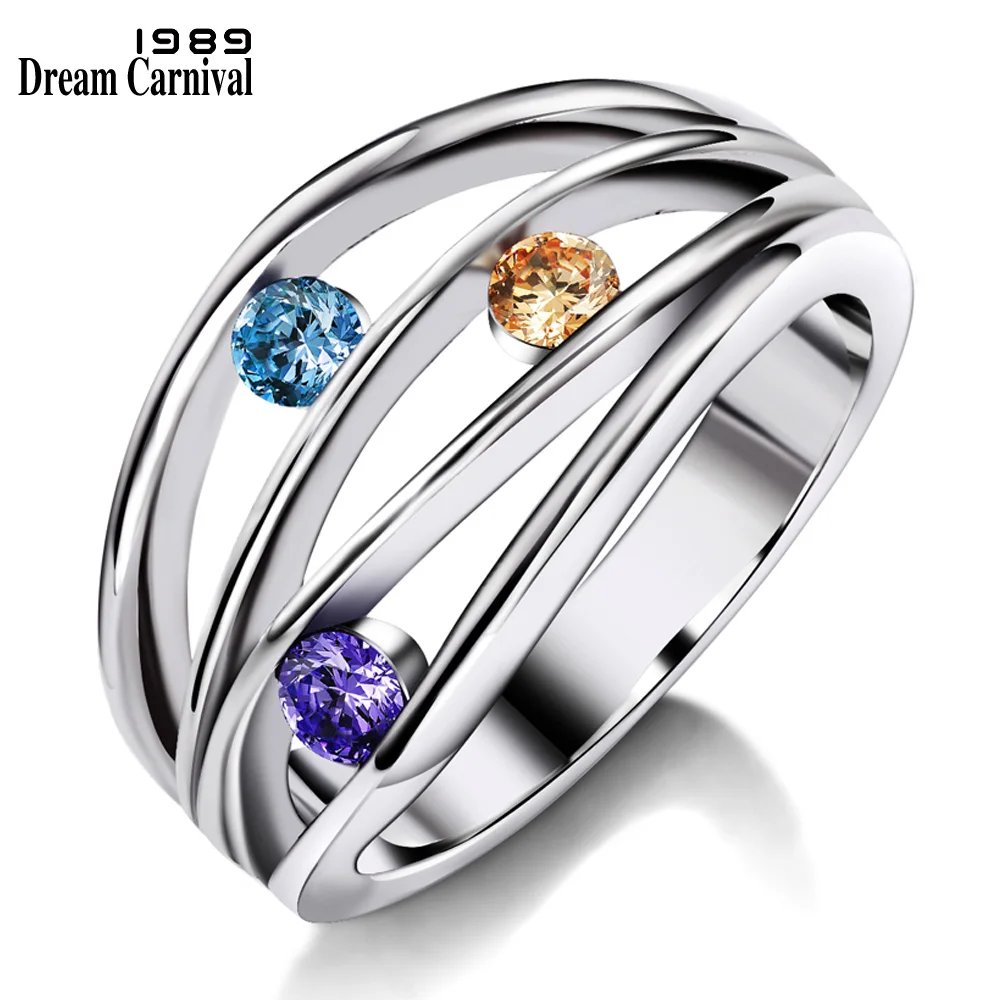 

DreamCarnival1989 Zirconia Rings for Women Blue Purple Champagne Color Wedding Bijoux Girls Party Gift anillos mujer Wholesalers