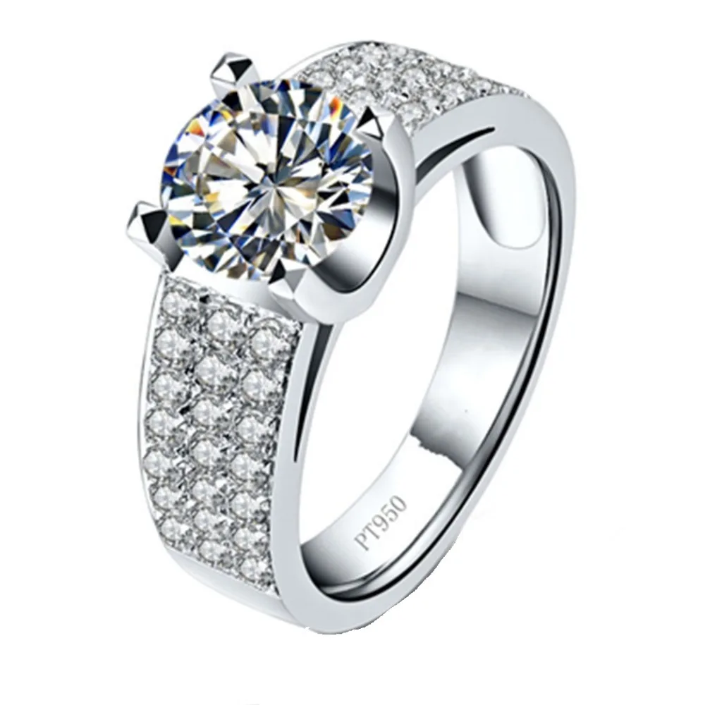 Test Positive Brand Quality Ring 2Ct Synthetic Diamonds Moissanite Ring