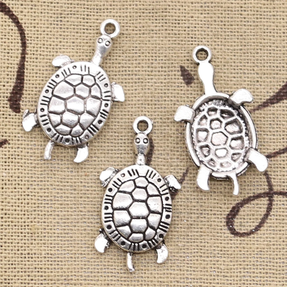 15 шт. Подвески Черепаха море 30x15 мм Античные из серебра DIYCrafts сделанные вручную
