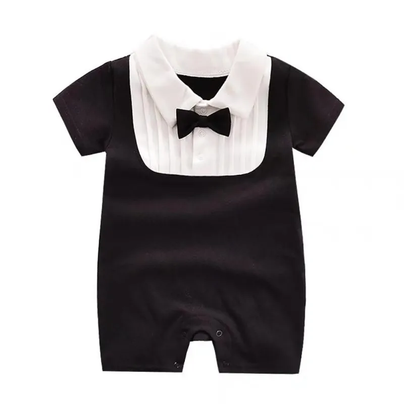 

Newborn Baby Boys Girls Bodysuit Small Fresh Combed Cotton Baby Robes Climbing Clothes Gentleman One-piece Clothing