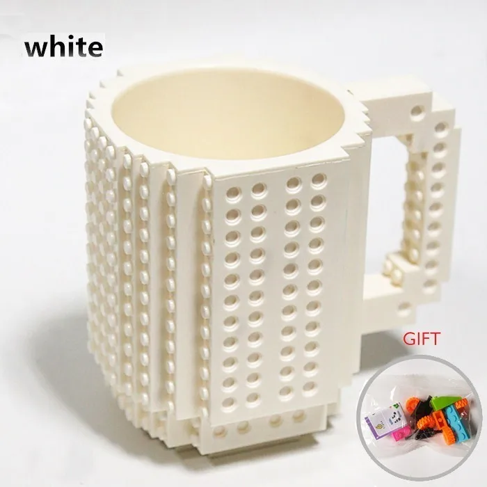 350 мл креативная кружка с молоком, кофейная чашка, строительные блоки, чашка, сделай сам, строительные блоки, головоломка, чашка для напитков, блок, рождественский подарок, кружка, дизайн - Цвет: white