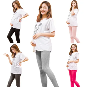 

Maternity Pregnant Women Autumn Solid Abdominal Elastic Cotton Leggings Trouser