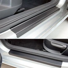 Посмотрите углеродного волокна двери автомобиля порог наклейки на пороги чехлы со скребком
