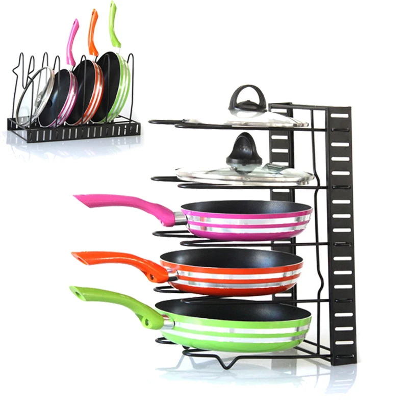 

Adjustable Dish Rack Pots Pans Bakeware Lid Plate Organizer Pot Lid Holders Pan Rack for Kitchen Organizer Counter and Cabinet