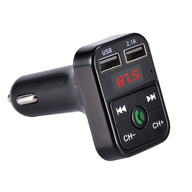 Fm-передатчик комплект беспроводной связи bluetooth для автомобиля Handsfree автомобильный MP3 аудио музыкальный плеер двойной USB Радио модулятор Автомобильный комплект 2.1A USB зарядное устройство - Название цвета: Черный