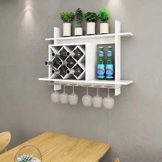 Goplus Wall Mount Wine Rack W Gl Holder Storage Shelf Goplus Wall Mount Wine Rack W Gl Holder Storage Shelf Organizer Home Decor White Modern Kitchen Furniture Hw57399