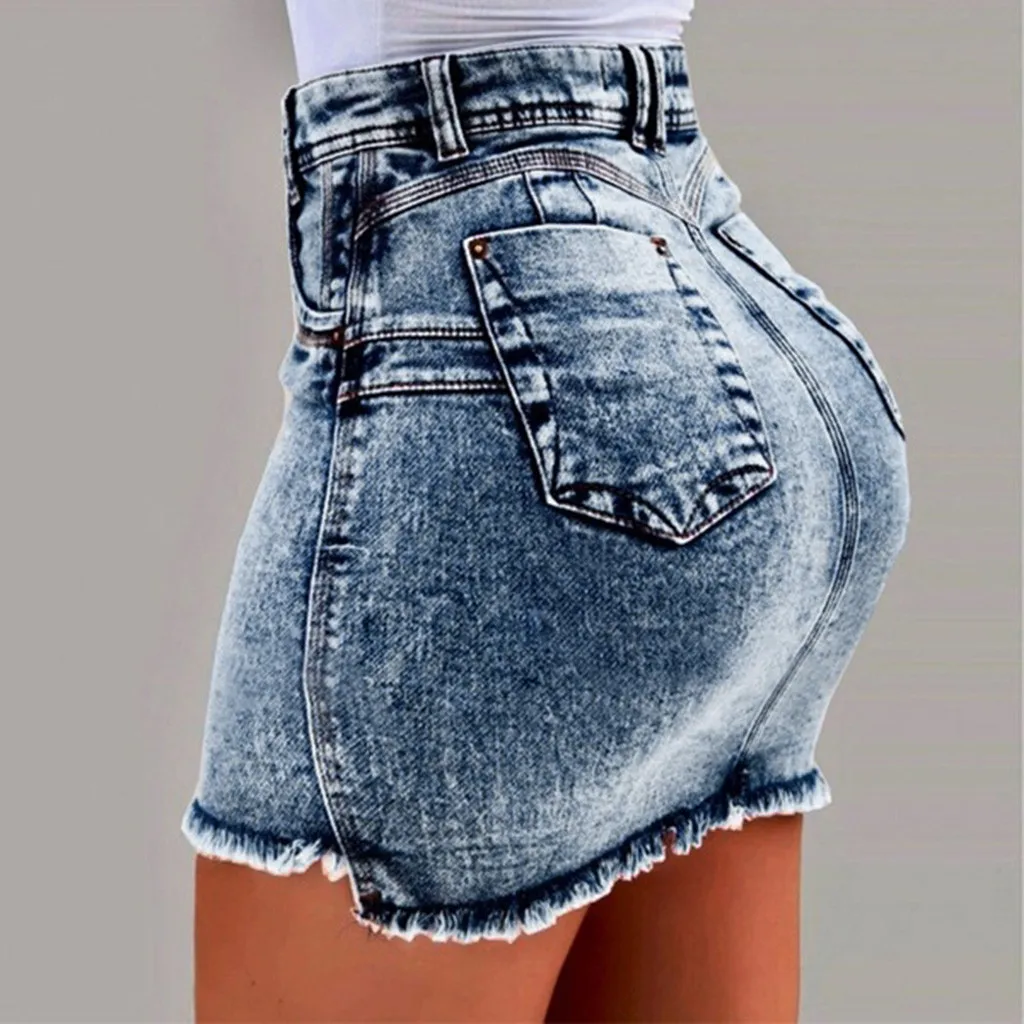 Джинсовая юбка размера плюс, Женская Мини юбка, Spodnice Damskie, новинка, Летняя короткая джинсовая женская джинсовая мини-юбка с карманами Z4