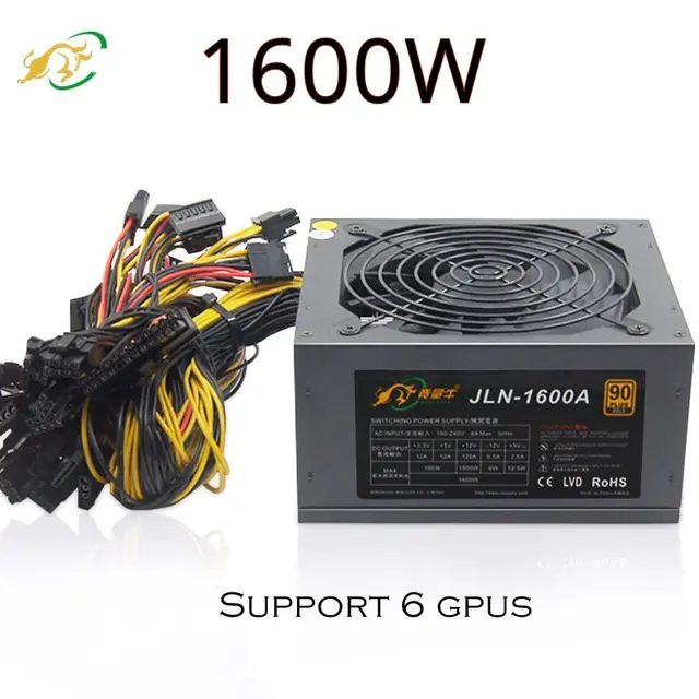 Us 104 29 8 Off Quite 1600w Atx Power Supply Fan Simple Mining 8 Sata Power Supply For Bitcoin Miner Video Card P106 R580 Rx 470 Rx480 Rx 570 In Pc - 