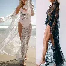 1 Pc Womens Long Sleeve Summer Sexy Sheer Eyelash Lace Kimono Cardigan Open Front Self-Tie Bikini Cover Up Long Loose Beach 1 Pc Womens Long Sleeve Summer Sexy Sheer Eyelash Lace Kimono Cardigan Open Front Self-Tie Bikini Cover Up Long Loose Beach