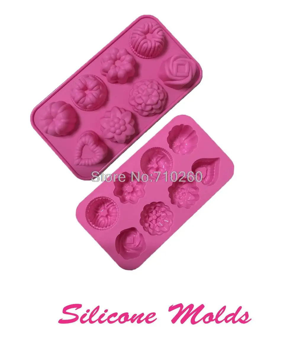 

F014 New sillicone Cake chocolate mold 1 set DIY Cake mold 8 units holes set Baking Tray Mould