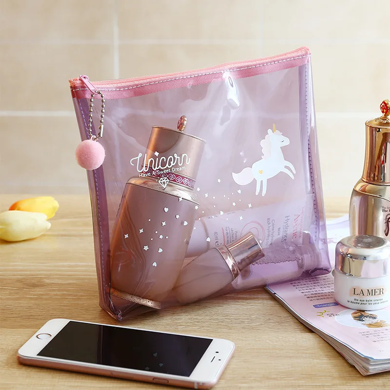 

Summer Unicorn Travel Make Up Case Women Transparent Cosmetic Bag Zipper Makeup Pouch Beauty Organizer Toiletry Storage Kit Box