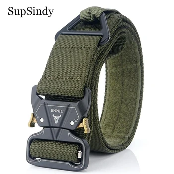 

SupSindy men's canvas belt Quick release Metal buckle nylon Training belts military Army tactical belts for Men Jeans male strap