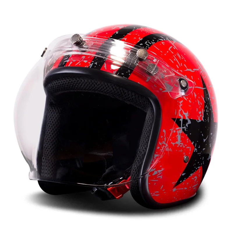 BYE мотоциклетный шлем мотоциклетный Ретро винтажный Мото шлем круизер чоппер Скутер 3/4 открытый шлем с пузырьковым козырьком - Цвет: 04 Helmet with Visor
