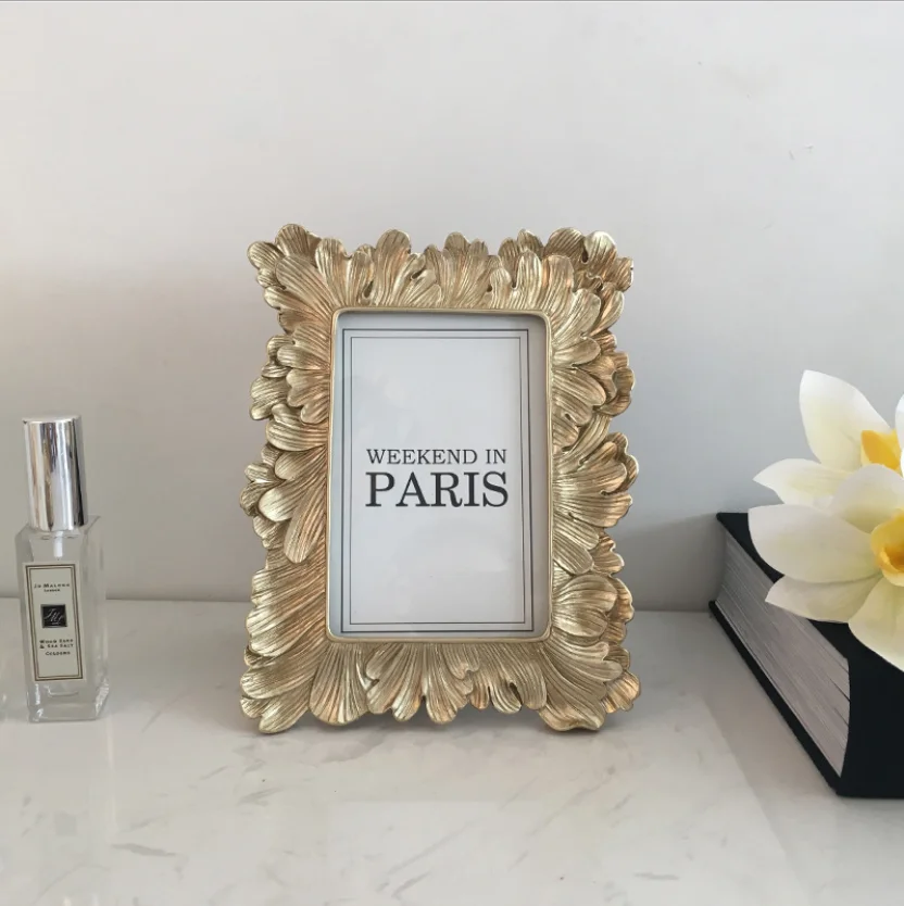 Retro 6 Inch Resin Photo Frame Picture Frames Gold Wall Frame Creative Home Decoration For Desktop Supplies