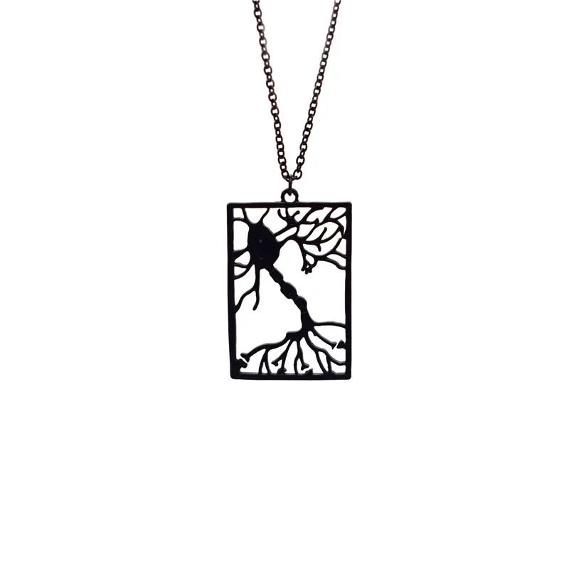 

4 Colors New Trendy Neuron Necklace in Rectangle Multipolar Neuron Biology Gift Psychology Jewellery Science Jewellery