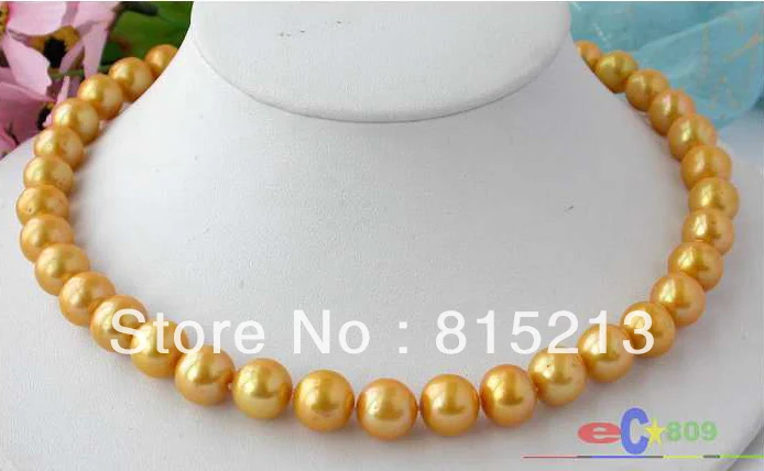 

ddh001621 AAA 17" 12MM GOLD ROUND FW CULTURED PEARL NECKLACE
