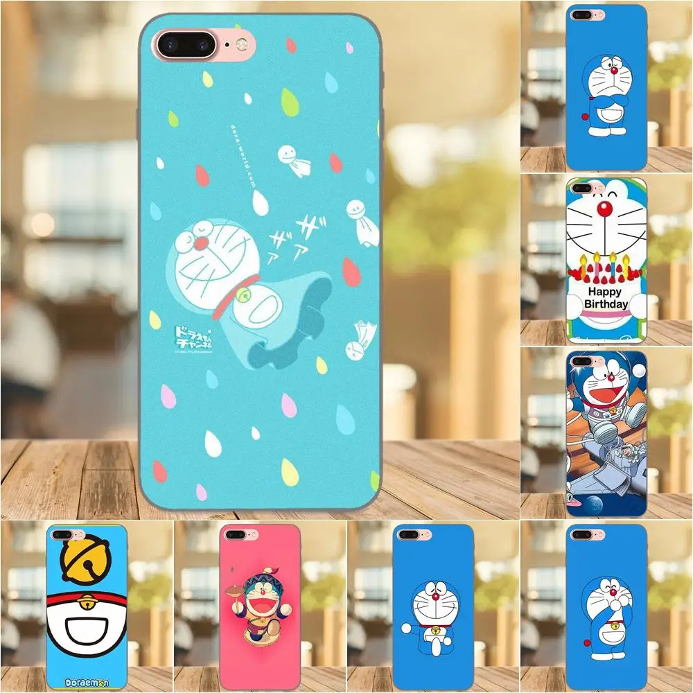

For Huawei Y3 Y5 II Y6 Y7 Y9 nova 2 Plus 2S 3i 4 Lite Plus Prime 2017 2018 2019 Soft TPU Cell Bags Cute Doraemon Blue Cat Color