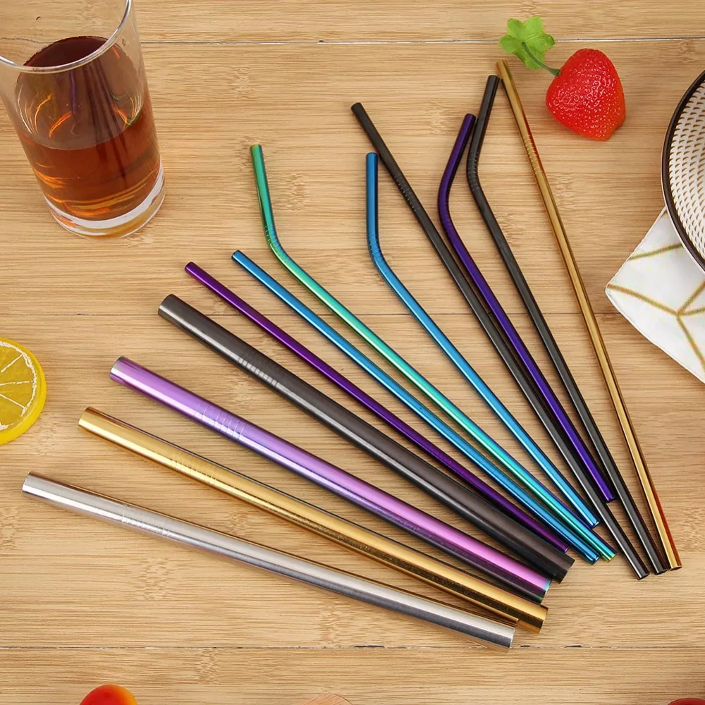 5Pcs Multi Reusable Drinking Straw Stainless Steel Straw Metal 
